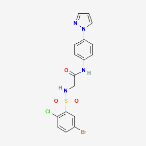 2-[(5-bromo-2-chlorophenyl)sulfonylamino]-N-(4-pyrazol-1-ylphenyl)acetamide