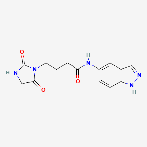 molecular formula C14H15N5O3 B7053675 4-(2,5-dioxoimidazolidin-1-yl)-N-(1H-indazol-5-yl)butanamide 