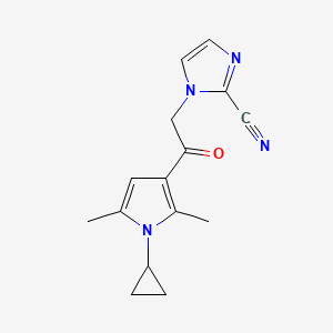 molecular formula C15H16N4O B7053688 1-[2-(1-Cyclopropyl-2,5-dimethylpyrrol-3-yl)-2-oxoethyl]imidazole-2-carbonitrile 