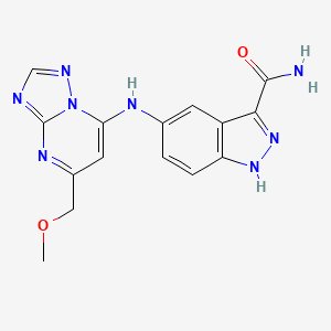 molecular formula C15H14N8O2 B7053756 5-[[5-(methoxymethyl)-[1,2,4]triazolo[1,5-a]pyrimidin-7-yl]amino]-1H-indazole-3-carboxamide 