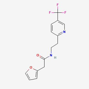 molecular formula C14H13F3N2O2 B7053777 2-(furan-2-yl)-N-[2-[5-(trifluoromethyl)pyridin-2-yl]ethyl]acetamide 