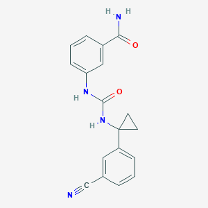 molecular formula C18H16N4O2 B7053829 3-[[1-(3-Cyanophenyl)cyclopropyl]carbamoylamino]benzamide 