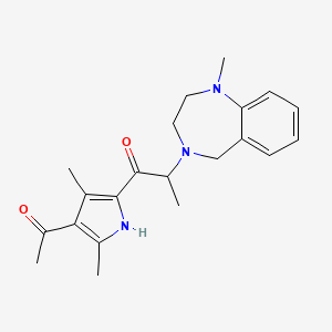 molecular formula C21H27N3O2 B7053839 1-(4-acetyl-3,5-dimethyl-1H-pyrrol-2-yl)-2-(1-methyl-3,5-dihydro-2H-1,4-benzodiazepin-4-yl)propan-1-one 