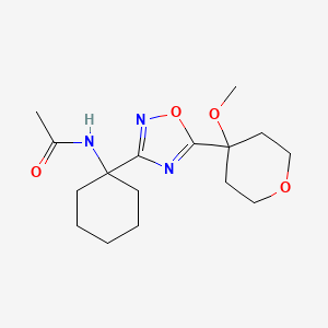 molecular formula C16H25N3O4 B7053851 N-[1-[5-(4-methoxyoxan-4-yl)-1,2,4-oxadiazol-3-yl]cyclohexyl]acetamide 