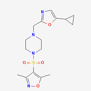 molecular formula C16H22N4O4S B7053862 4-[4-[(5-Cyclopropyl-1,3-oxazol-2-yl)methyl]piperazin-1-yl]sulfonyl-3,5-dimethyl-1,2-oxazole 