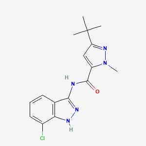 molecular formula C16H18ClN5O B7053873 5-tert-butyl-N-(7-chloro-1H-indazol-3-yl)-2-methylpyrazole-3-carboxamide 