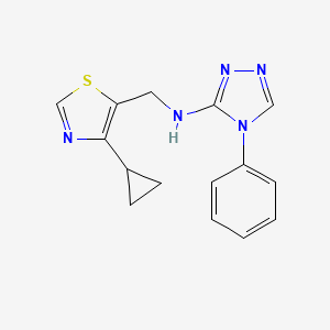 molecular formula C15H15N5S B7053921 N-[(4-cyclopropyl-1,3-thiazol-5-yl)methyl]-4-phenyl-1,2,4-triazol-3-amine 