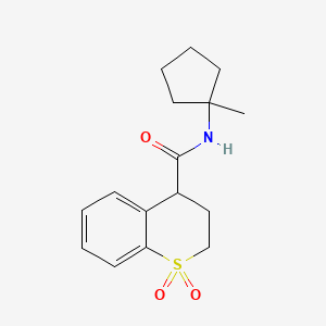 molecular formula C16H21NO3S B7053953 N-(1-methylcyclopentyl)-1,1-dioxo-3,4-dihydro-2H-thiochromene-4-carboxamide 