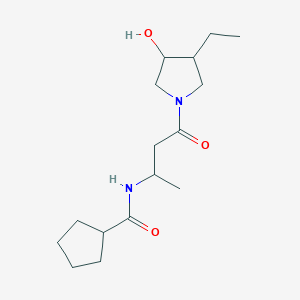 molecular formula C16H28N2O3 B7053967 N-[4-(3-ethyl-4-hydroxypyrrolidin-1-yl)-4-oxobutan-2-yl]cyclopentanecarboxamide 