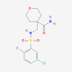 4-[[(5-Chloro-2-fluorophenyl)sulfonylamino]methyl]oxane-4-carboxamide