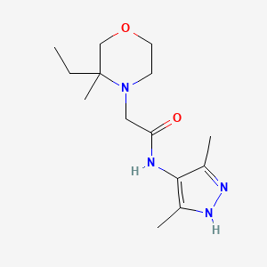 molecular formula C14H24N4O2 B7054024 N-(3,5-dimethyl-1H-pyrazol-4-yl)-2-(3-ethyl-3-methylmorpholin-4-yl)acetamide 