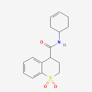 molecular formula C16H19NO3S B7054034 N-cyclohex-3-en-1-yl-1,1-dioxo-3,4-dihydro-2H-thiochromene-4-carboxamide 