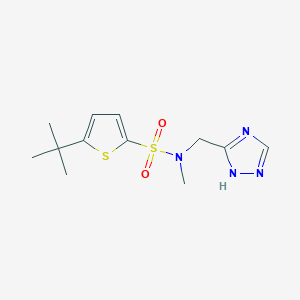 molecular formula C12H18N4O2S2 B7054038 5-tert-butyl-N-methyl-N-(1H-1,2,4-triazol-5-ylmethyl)thiophene-2-sulfonamide 