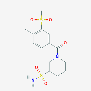 molecular formula C14H20N2O5S2 B7054078 1-(4-Methyl-3-methylsulfonylbenzoyl)piperidine-3-sulfonamide 