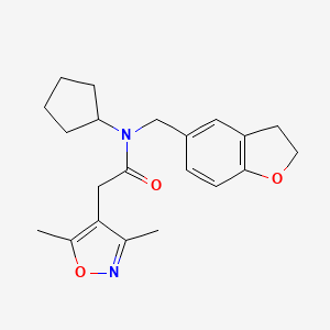 N-cyclopentyl-N-(2,3-dihydro-1-benzofuran-5-ylmethyl)-2-(3,5-dimethyl-1,2-oxazol-4-yl)acetamide