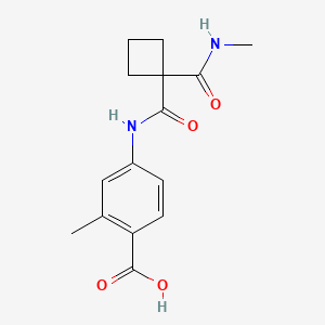 molecular formula C15H18N2O4 B7054306 2-Methyl-4-[[1-(methylcarbamoyl)cyclobutanecarbonyl]amino]benzoic acid 