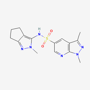 1,3-dimethyl-N-(2-methyl-5,6-dihydro-4H-cyclopenta[c]pyrazol-3-yl)pyrazolo[3,4-b]pyridine-5-sulfonamide