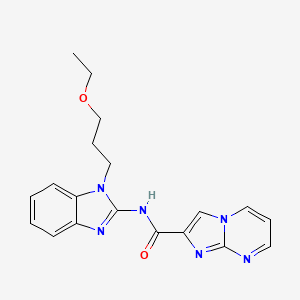 molecular formula C19H20N6O2 B7054321 N-[1-(3-ethoxypropyl)benzimidazol-2-yl]imidazo[1,2-a]pyrimidine-2-carboxamide 