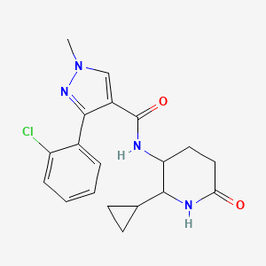 molecular formula C19H21ClN4O2 B7054324 3-(2-chlorophenyl)-N-(2-cyclopropyl-6-oxopiperidin-3-yl)-1-methylpyrazole-4-carboxamide 