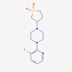 molecular formula C13H18FN3O2S B7054360 3-[4-(3-Fluoropyridin-2-yl)piperazin-1-yl]thiolane 1,1-dioxide 