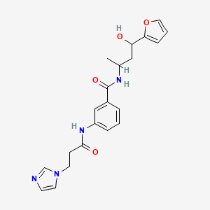 molecular formula C21H24N4O4 B7054377 N-[4-(furan-2-yl)-4-hydroxybutan-2-yl]-3-(3-imidazol-1-ylpropanoylamino)benzamide 