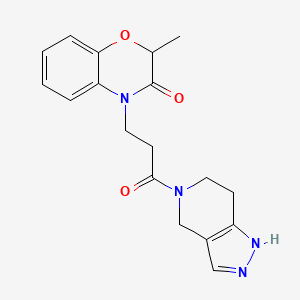 molecular formula C18H20N4O3 B7054400 2-Methyl-4-[3-oxo-3-(1,4,6,7-tetrahydropyrazolo[4,3-c]pyridin-5-yl)propyl]-1,4-benzoxazin-3-one 