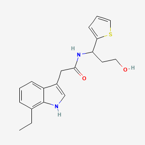 molecular formula C19H22N2O2S B7054462 2-(7-ethyl-1H-indol-3-yl)-N-(3-hydroxy-1-thiophen-2-ylpropyl)acetamide 