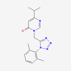 molecular formula C17H20N6O B7054515 3-[[1-(2,6-Dimethylphenyl)tetrazol-5-yl]methyl]-6-propan-2-ylpyrimidin-4-one 