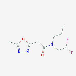 molecular formula C10H15F2N3O2 B7054630 N-(2,2-difluoroethyl)-2-(5-methyl-1,3,4-oxadiazol-2-yl)-N-propylacetamide 