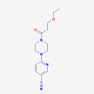 molecular formula C15H20N4O2 B7054662 6-[4-(3-Ethoxypropanoyl)piperazin-1-yl]pyridine-3-carbonitrile 