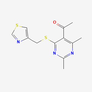 1-[2,4-Dimethyl-6-(1,3-thiazol-4-ylmethylsulfanyl)pyrimidin-5-yl]ethanone