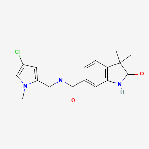 molecular formula C18H20ClN3O2 B7054701 N-[(4-chloro-1-methylpyrrol-2-yl)methyl]-N,3,3-trimethyl-2-oxo-1H-indole-6-carboxamide 