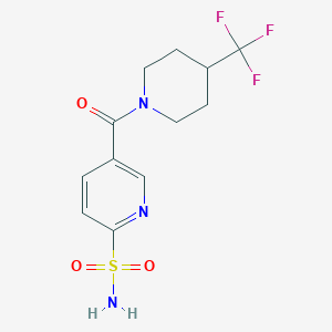 molecular formula C12H14F3N3O3S B7054704 5-[4-(Trifluoromethyl)piperidine-1-carbonyl]pyridine-2-sulfonamide 