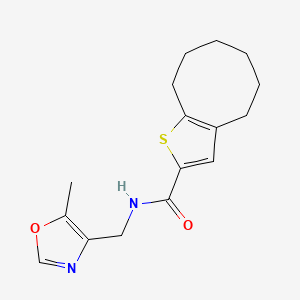 molecular formula C16H20N2O2S B7054792 N-[(5-methyl-1,3-oxazol-4-yl)methyl]-4,5,6,7,8,9-hexahydrocycloocta[b]thiophene-2-carboxamide 