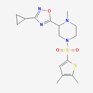 3-Cyclopropyl-5-[4-(4,5-dimethylthiophen-2-yl)sulfonyl-1-methylpiperazin-2-yl]-1,2,4-oxadiazole