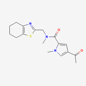 molecular formula C17H21N3O2S B7054829 4-acetyl-N,1-dimethyl-N-(4,5,6,7-tetrahydro-1,3-benzothiazol-2-ylmethyl)pyrrole-2-carboxamide 