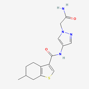 molecular formula C15H18N4O2S B7054866 N-[1-(2-amino-2-oxoethyl)pyrazol-4-yl]-6-methyl-4,5,6,7-tetrahydro-1-benzothiophene-3-carboxamide 