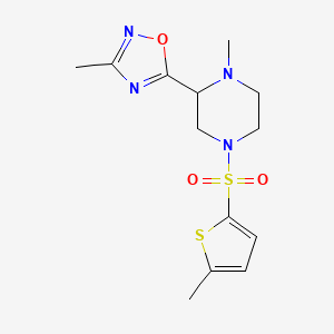 molecular formula C13H18N4O3S2 B7054879 3-Methyl-5-[1-methyl-4-(5-methylthiophen-2-yl)sulfonylpiperazin-2-yl]-1,2,4-oxadiazole 