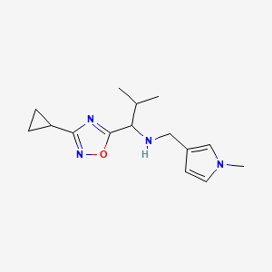 molecular formula C15H22N4O B7054892 1-(3-cyclopropyl-1,2,4-oxadiazol-5-yl)-2-methyl-N-[(1-methylpyrrol-3-yl)methyl]propan-1-amine 