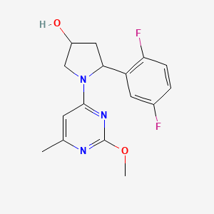 molecular formula C16H17F2N3O2 B7054913 5-(2,5-Difluorophenyl)-1-(2-methoxy-6-methylpyrimidin-4-yl)pyrrolidin-3-ol 