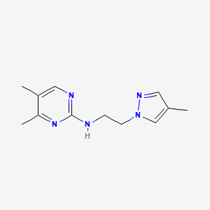 molecular formula C12H17N5 B7054982 4,5-dimethyl-N-[2-(4-methylpyrazol-1-yl)ethyl]pyrimidin-2-amine 