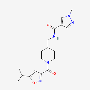 1-methyl-N-[[1-(5-propan-2-yl-1,2-oxazole-3-carbonyl)piperidin-4-yl]methyl]pyrazole-4-carboxamide