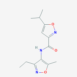 molecular formula C13H17N3O3 B7055044 N-(3-ethyl-5-methyl-1,2-oxazol-4-yl)-5-propan-2-yl-1,2-oxazole-3-carboxamide 