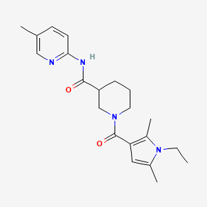 molecular formula C21H28N4O2 B7055119 1-(1-ethyl-2,5-dimethylpyrrole-3-carbonyl)-N-(5-methylpyridin-2-yl)piperidine-3-carboxamide 