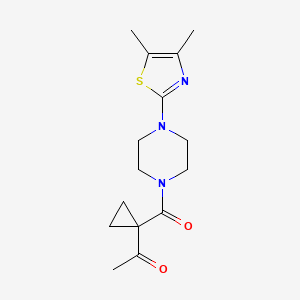 molecular formula C15H21N3O2S B7055149 1-[1-[4-(4,5-Dimethyl-1,3-thiazol-2-yl)piperazine-1-carbonyl]cyclopropyl]ethanone 