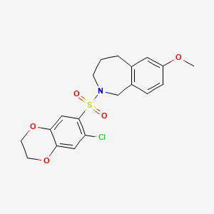 molecular formula C19H20ClNO5S B7055161 2-[(6-Chloro-2,3-dihydro-1,4-benzodioxin-7-yl)sulfonyl]-7-methoxy-1,3,4,5-tetrahydro-2-benzazepine 