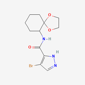 4-bromo-N-(1,4-dioxaspiro[4.5]decan-6-yl)-1H-pyrazole-5-carboxamide