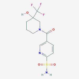 5-[3-Hydroxy-3-(trifluoromethyl)piperidine-1-carbonyl]pyridine-2-sulfonamide