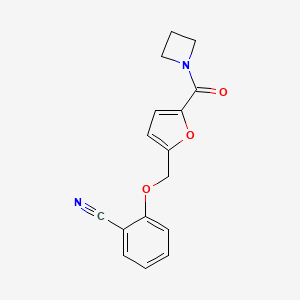 molecular formula C16H14N2O3 B7055316 2-[[5-(Azetidine-1-carbonyl)furan-2-yl]methoxy]benzonitrile 