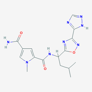 molecular formula C16H20N8O3 B7055384 1-methyl-2-N-[3-methyl-1-[3-(1H-1,2,4-triazol-5-yl)-1,2,4-oxadiazol-5-yl]butyl]pyrrole-2,4-dicarboxamide 